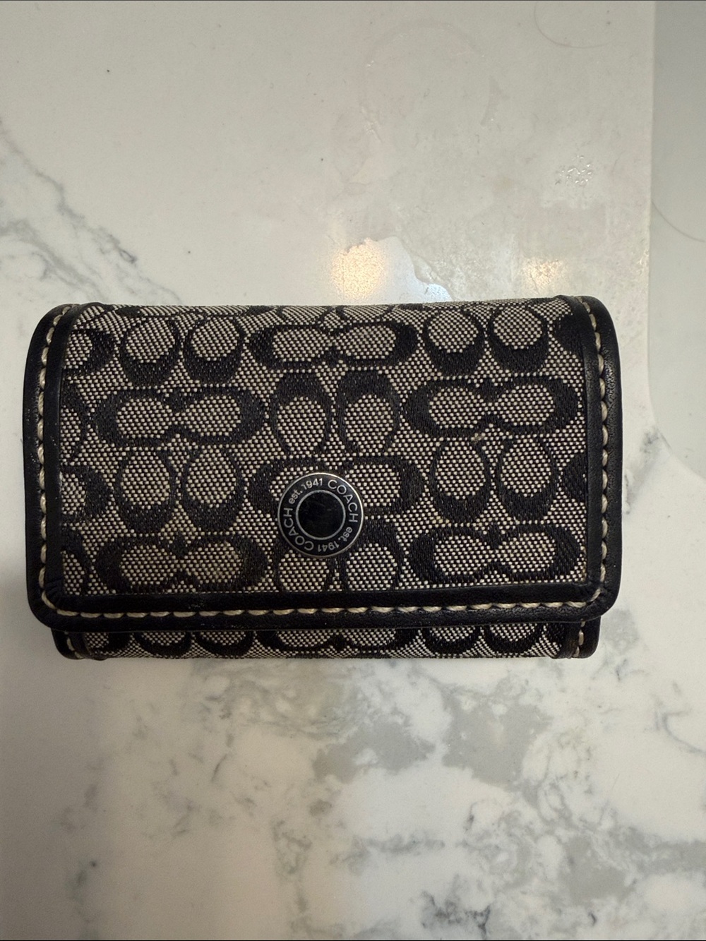 Coach Black and Tan Signature Conact Lens Case with Mirror